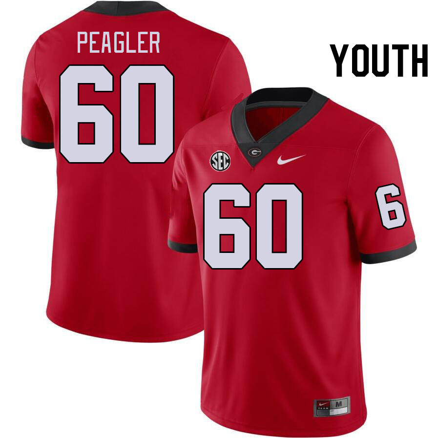 Youth #60 Henry Peagler Georgia Bulldogs College Football Jerseys Stitched-Red